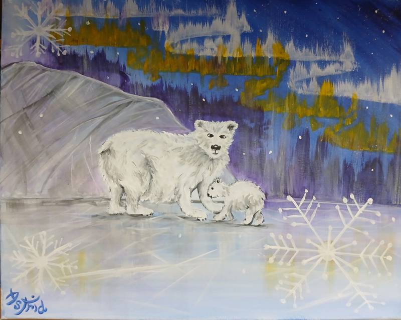 Paint Nite: Northern Lights - Polar Bear Love