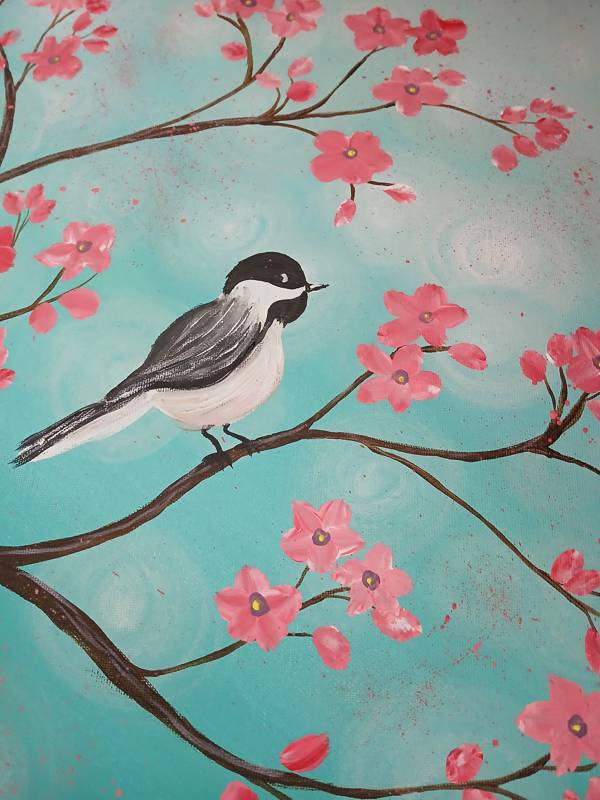 Paint Nite: Chickadee Cherry Blossoms