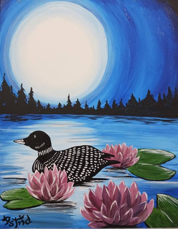 Paint Nite: Muskoka Moon Midnight Loon