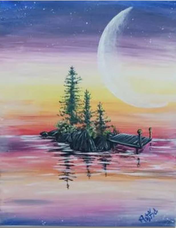 Paint Nite: Crescent Moon over Stoney Island Dock