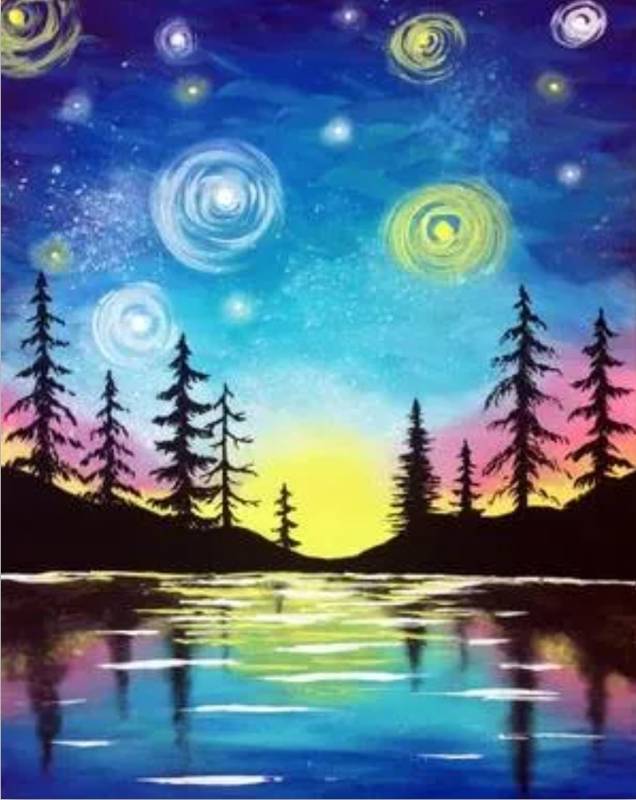 Paint Nite: Starry Lake Sunset